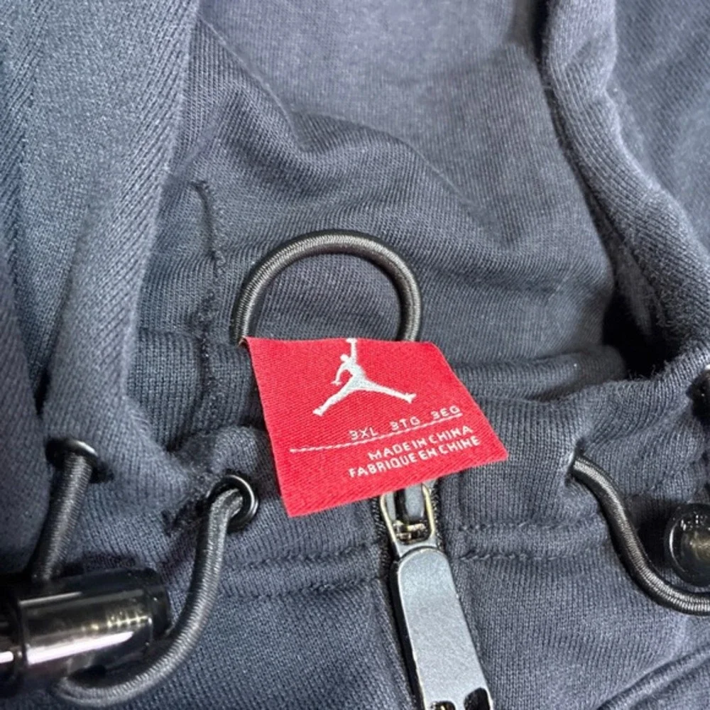Vintage Air Jordan Full Zip Hoodie‎ Mens 3XL Black Red Contrast Stitching Y2K